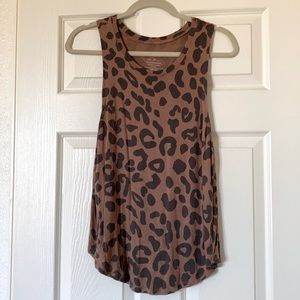 Tan and charcoal leopard print tank